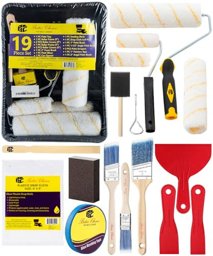 Bates- Paint Roller Kit, 19 pcs, Roller Set with Microfiber Sleeves & Frame | for Walls, Cabinets, Interior and Exterior Painting - style: Microfiber 9", 4", 11 pcs