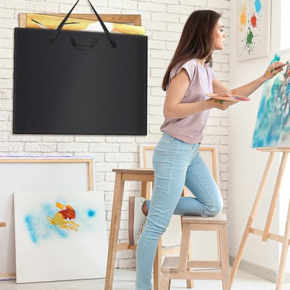 ZKOO 20 x 26 Inch Art Portfolio Bag, Big Art Portfolio Case Light Weight Waterproof Poster Board Storage Bag, Artistic Collection Tote for Artwork, Poster, Sketch Drawing, Canvas (20"*26"-Black) - size: 20*26in-Black
