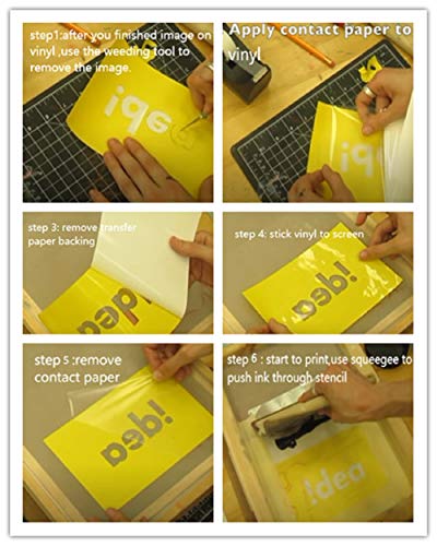 Goaup Vinyl Screen Printing Kit, Include Screen Printing Frame, 10 Pcs Adhesive Vinyl Sheets, 2 Pcs Transfer Tape for Vinyl and Other Accressories