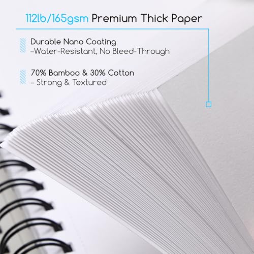 MEEDEN Mixed Media Paper Pad: 8" x 10" 112lb/165gsm Spiral Bound Mixed Media Sketchbook with DIY Cover - 60 Sheets Art Drawing Paper Sketch Pad for Artist Adults Painting Writing Sketching - size: 8" x 10"