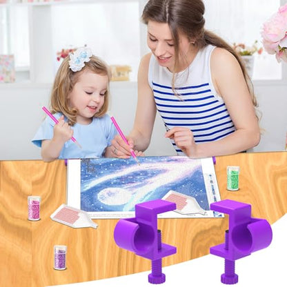 GFYYBKJ Diamond Painting Canvas Table Clamp Set, Diamond Painting Canvas Roll Holder, Diamond Art Kits and Craft Accessories for Adults, Gift for DIY Diamond-Painters(Purple) - color: Purple
