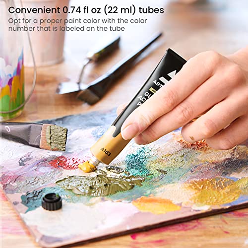 ARTEZA Glass Paint – Acrylic Paint Set of 12 Classic Colors, 0.74 Fluid Ounce Tubes, for Glass and Ceramics, for Artists, Crafters and Beginners