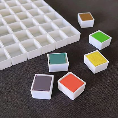FCLUB 48PCS Refillable Empty Watercolor Half Pans, 2ml | Refillable 2ml Half Pans Fit Most Metal Watercolor Tins, Empty Watercolor Pans for DIY Paints, Gouache, and Custom Palettes - style: 48Pcs Half pans