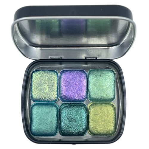 IUILE Handmade Watercolor Paints - Green Half Pan Set (6 colors) - color: Green