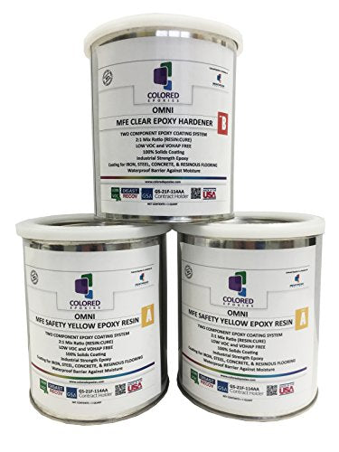 Coloredepoxies 10011 Yellow Epoxy Resin Coating Made with Beautiful and Vibrant Pigments, 100% solids, For Garage Floors, Basements, Concrete and Plywood. 3 Quart Kit