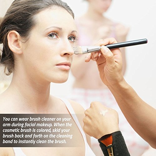 Pinkiou Makeup Remover Color Cleaner Armband Cleaning Arm Sponge Switch For Makeup Brush Color Dedicated Washing Tool - color: black