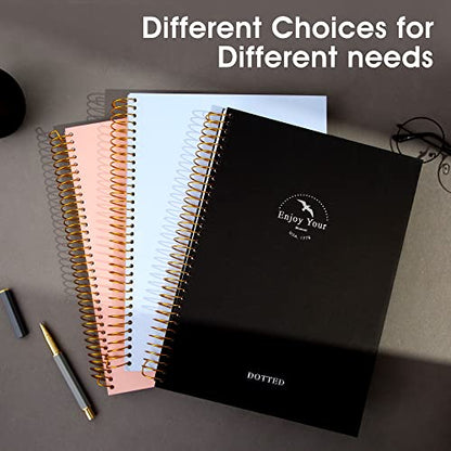 FLYING EAGLE Spiral Dot Grid Notebook Journal 8.5 x 11 Large Dotted Paper Notebook 210 Pages Hardcover Spiral Notebook for Men Women, Black - color: Black, size: dotted