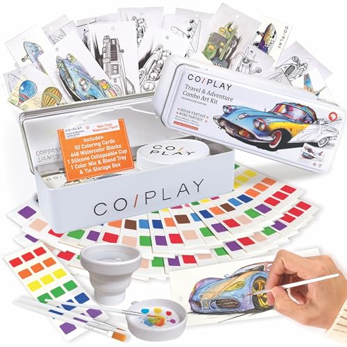 COIPLAY Watercolor Craft Kit, Paint Set, 648 Color Blocks, 52 Coloring Bookmarks, Travel & Adventure Theme, Gift for Kids & Adults - color: Travel & Adventure