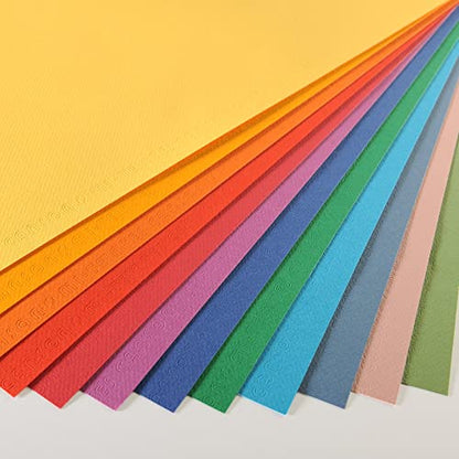 CANSON Mi-Teintes Coloured Drawing 160gsm A4 Paper Pack, Double Sided: Honeycomb & Fine Grain, 10 Bright Colour Sheets, Ideal for Professional Artists & Illustrators - color: BRIGHT COLOURS
