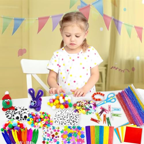 2000 Pcs DIY Arts and Crafts Supplies Kit for Kids - Kids Craft Kits Art Supplies Material Set with Pipe Cleaner All in 1 Crafting Collage Activity for Toddlers Gifts Toys Age 5 6 7 8 9 Year Old Girls - size: 2000+ Pieces