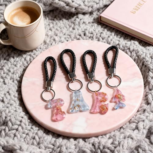 Anlan-angel Alphabet Keychain Molds with Hole, 121Pcs Reversed Alphabet Silicone Molds for Resin Letter Number Epoxy Casting Molds Keychain Making Kit with Key Ring O Ring for Resin Crafts