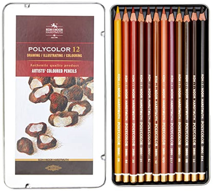 KOH-I-NOOR Polycolor Brown Line Artist's Coloured Pencils (Set of 12)