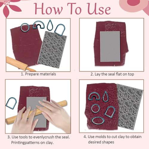 CHGCRAFT 4 Pcs Valentine's Day Polymer Clay Texture Sheet Love and Heart Cupid Mail Rubber Clay Texture Mat for Polymer Clays Making Earrings Jewelry DIY Crafts 3.9x2.6inch - style: Cupid Pattern