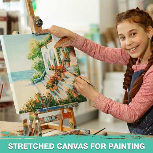 ESRICH Stretched Canvas for Painting, 10 Pack 8x8 Canvas for Painting Primed Acid-Free, Wood Framed Blank Canvas, Art Canvases for Beginners, Artists for Oil,Acrylic Paint, Pouring Painting. - size: 10 Packs - 1 Size (8x8)