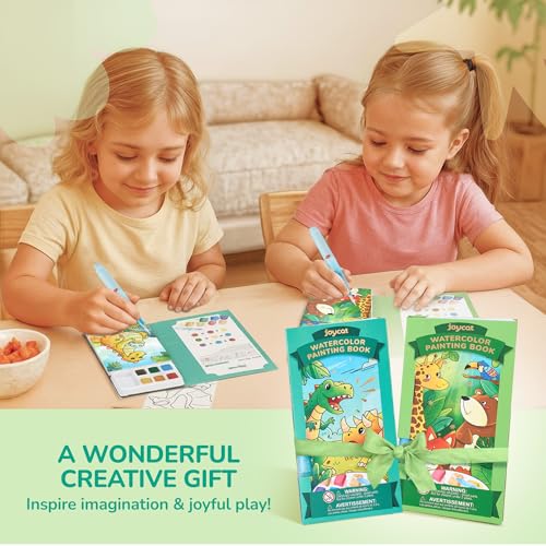 JoyCat 2 Pack Pocket Paint with Water Coloring Books for Kids, Art & Craft Activity Toy Set, Creative Travel & Home Painting Kit, Gifts for Girls & Boys Ages 3-8 (Animals & Dinosaurs) - style: 2 Pack - Animals & Dinosaurs
