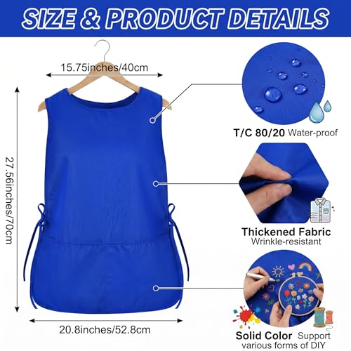 TFTAFAN Cobbler Apron Unisex Waterproof Apron with 2 Deep Pockets Art Smock for Painting Cleaning Artiest Apron work kitchen - color: Royal Blue