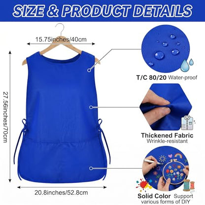 TFTAFAN Cobbler Apron Unisex Waterproof Apron with 2 Deep Pockets Art Smock for Painting Cleaning Artiest Apron work kitchen - color: Royal Blue