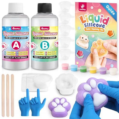 ColoPlay Taba Squishy Kit - 3.4OZ Rubber Experience Squishy Kit with Guided, Bubble Free and Faster Fully Cures - FuFu Squishy Kit with Mold - Stress Relief Entertainment - size: 3.4OZ Kit
