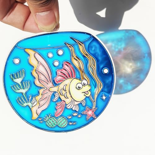 Ayhuhra 30 Sets Fishbowl Suncatcher Craft Kits Make Your Own Sea Animal Fish Tank Scene DIY Window Paint Art Sun Catcher Kit for Home Party Activities Art Project - style: Fishbowl