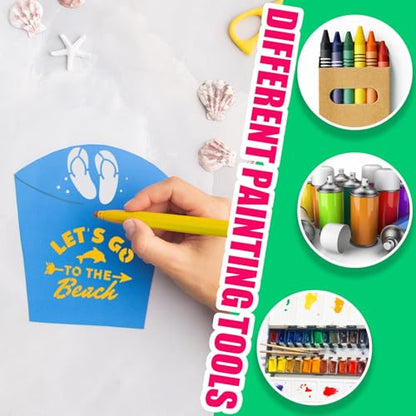 80 Pieces 3 x 3 Inch Summer Hawaii Themed Reusable Plastic Art Craft Kits for DIY Painting Art Projects Wood Wall Floor Fabric Furniture Tile Holiday Stencils Decorations Beach Stencils Craft Kits - style: Summer
