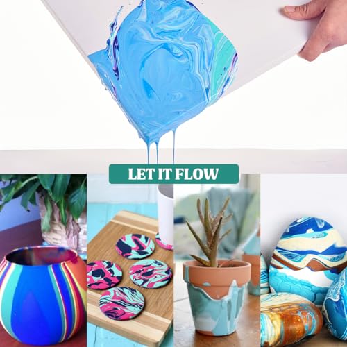 GRANOTONE Premium Acrylic Pouring Paint Ultramarine Blue Colour 6.76 fl oz 200 ml Ready to Use Superior High Flow Formula for Canvas Wood Paper Craft and Fluid Art Projects Made in India - color: ULTRAMARINE BLUE