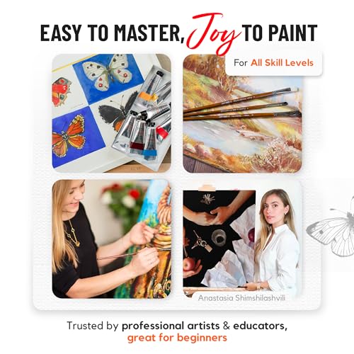 ZenART Professional Oil Paint Set - 8 x 50ml Leak-Proof Tubes - Non-Toxic, Creamy, Rich Pigmented Art Paints, Essential Primary Color Palette - Easy to Mix Lightfast Oil Paints for Artist & Beginners - color: Essential Palette (Primary Colors) – 8 × 1.7oz