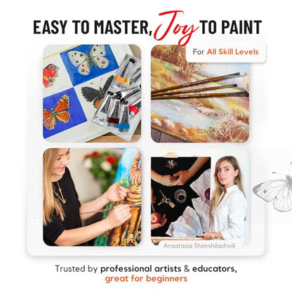 ZenART Professional Oil Paint Set - 8 x 50ml Leak-Proof Tubes - Non-Toxic, Creamy, Rich Pigmented Art Paints, Essential Primary Color Palette - Easy to Mix Lightfast Oil Paints for Artist & Beginners - color: Essential Palette (Primary Colors) – 8 × 1.7oz
