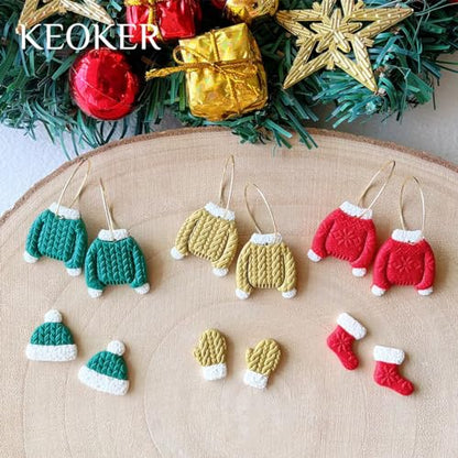 Keoker Polymer Clay Texture Sheet Christmas, Christmas Clay Texture Mat for Making Earrings Jewerly, Christmas Polymer Clay Earrings Tools (Style 1) - color: Style 1