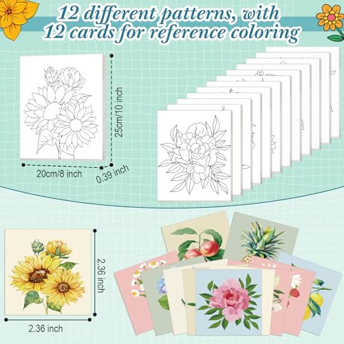 Engrowtic 12 Pcs 8 x 10'' Flower Pre Drawn Canvas to Paint Pre Printed Sketched Canvas for Adult Ladies Paint Art Party Favor Board Set for Craft(Cream Style) - style: Cream Style