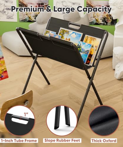 Mocomax Canvas Art Print Rack, Portable Folding Art Display Stand for Painting, Posters, Artwork, Prints, Canvas, Panels, Art Storage Drying Rack in Artist Galleries, Studios, 32.2"Wx25.5"Dx42.5"H (L) - size: Large