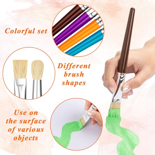 YGAOHF 30 Pcs Paint Brushes for Kids - Colorful Kids Paint Brushes Big Chubby Toddler Paint Brushes, Easy to Clean & Grip Round Flat Preschool Paint Brushes for Acrylic Washable Paint - color: 30 Pack