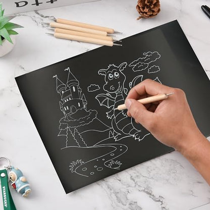 200 Sheets Carbon Paper Graphite Paper Black Carbon Transfer (8.5 x 11.5 inch) with 5 PCS Embossing Styluses Dotting Tools for Wood Paper Canvas Craft