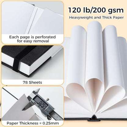 Ohuhu Marker Pads Art Sketchbook, 6.3"x6.3" Mini Square Size, 120 LB/200 GSM Heavy Smooth Drawing Papers, 30 Sheets/60 Pages, Hardcover Sketch Book, for Alcohol Marker Christmas Gift - size: 6.3" x 6.3"