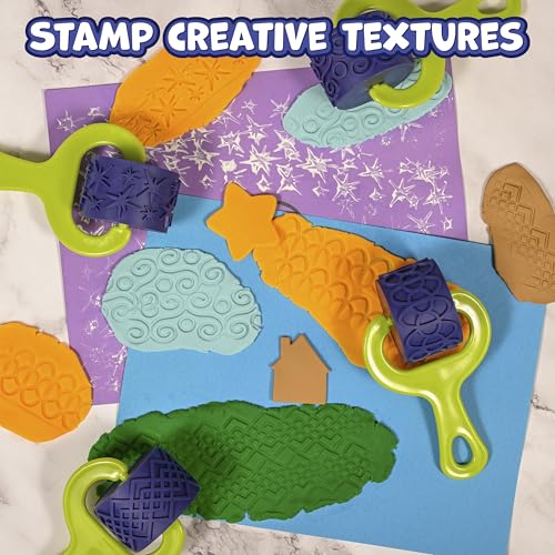 READY 2 LEARN Paint & Dough Explorers | 4 Patterns | Set 2 | Imagine Colors | Playdough Accessories | Paint Stamps and Clay Tools for Kids