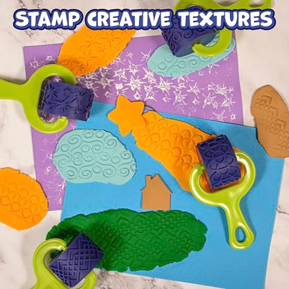 READY 2 LEARN Paint & Dough Explorers | 4 Patterns | Set 2 | Imagine Colors | Playdough Accessories | Paint Stamps and Clay Tools for Kids