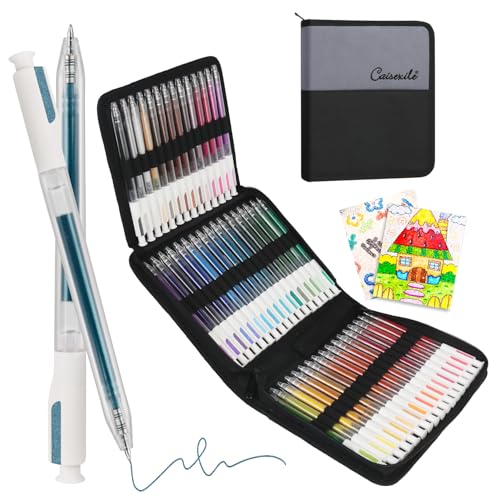 Retractable Glitter Gel Pens for Adult Coloring Books – 48 Colors Sparkle Markers Colored Gel Pens, Smooth Drawing & Journaling for Artists, Doodling Supplies for Creative Minds - color: 48 colors