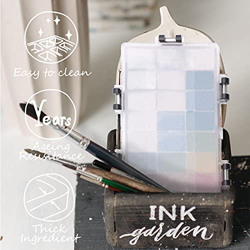 KELIFANG Paint Palette Tray, 24 Wells Watercolor Painting Pallet, Airtight Stay Wet and Leak Proof Painting Palette Travel Box for Oil Paint, Gouache, Acrylic