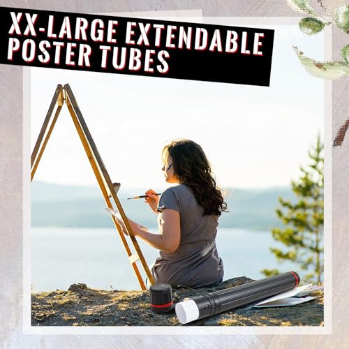 4 Pcs Large Extendable Poster Tubes from 30'' to 49' with Strap Poster Carrying Case Telescoping Tube Portable Blueprint for Posters, Blueprints, Artwork, Map Storage(Classic Standard Style) - style: Classic Standard Style
