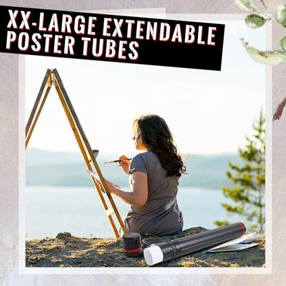 4 Pcs Large Extendable Poster Tubes from 30'' to 49' with Strap Poster Carrying Case Telescoping Tube Portable Blueprint for Posters, Blueprints, Artwork, Map Storage(Classic Standard Style) - style: Classic Standard Style