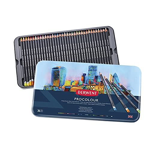 Derwent Colored Pencils, Procolour Pencils, Drawing, Art, Metal Tin, 36 Count (2302507) - size: 36 Count (Pack of 1), style: Metal Tin