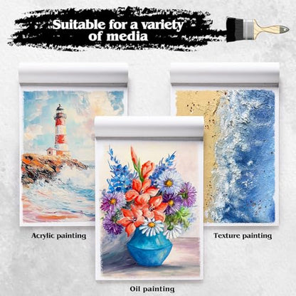 12 Sheets Canvas Paper Pad 9”x12”, 350 GSM Canvas Sheets Glue Bound Canvas Sketchbook for Adults and Students - Acrylic Painting, Oil Painting - size: 9”x12”