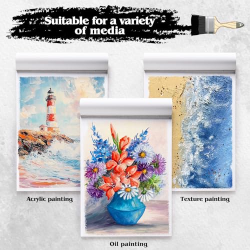 12 Sheets Canvas Paper Pad 9”x12”, 350 GSM Canvas Sheets Glue Bound Canvas Sketchbook for Adults and Students - Acrylic Painting, Oil Painting - size: 9”x12”