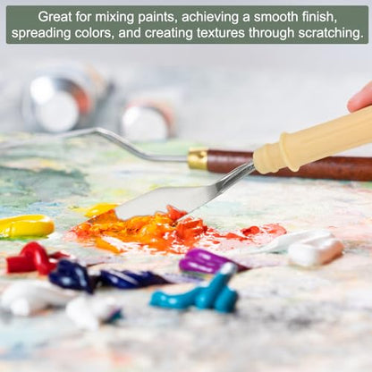 YOKIVE 5 Pcs Stainless Steel Palette Knife, NO.1 Professional Art Spatula Oil Painting Accessories Color Mixing Scraper with Plastic Handle, Great for Canvas Acrylic(Yellow, 5.71 -Inch) - style: NO.1