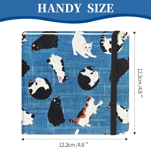 E-WEICHEN Square 4.8x4.8 inches 80gsm 96sheets/192 Pages Notebooks Blank Sketchbooks Travel Journal Pocket Hardcover Paint Writing Diary Memo Planner Cloth Cover. Cow Cat - color: Cloth Cover-4.8x4.8in-Cow Cat