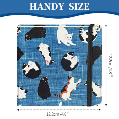 E-WEICHEN Square 4.8x4.8 inches 80gsm 96sheets/192 Pages Notebooks Blank Sketchbooks Travel Journal Pocket Hardcover Paint Writing Diary Memo Planner Cloth Cover. Cow Cat - color: Cloth Cover-4.8x4.8in-Cow Cat