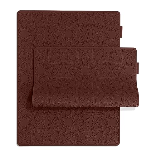 Modern Silicone Placemat Set of 2- Table Protector for Dining Room Table, Kitchen, Craft Mat- Non-Toxic, Anti-Slip, Dishwasher Safe, BPA Free, Heat Resistant - (Maroon) - color: Red