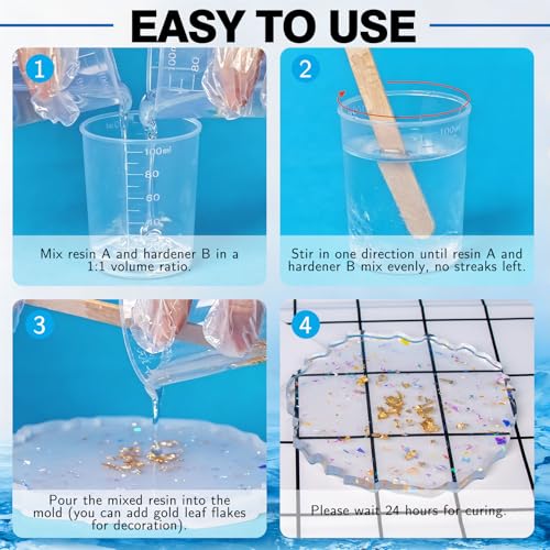 SigWong Epoxy Resin 40OZ - Crystal Clear Coating Kit, Easy Mix 1:1 Ratio, Bubble Free & Anti-Yellowing, Self Leveling, 2 Part Casting Epoxy Resin for Art Crafts, Jewelry Making, River Tables - size: 40OZ