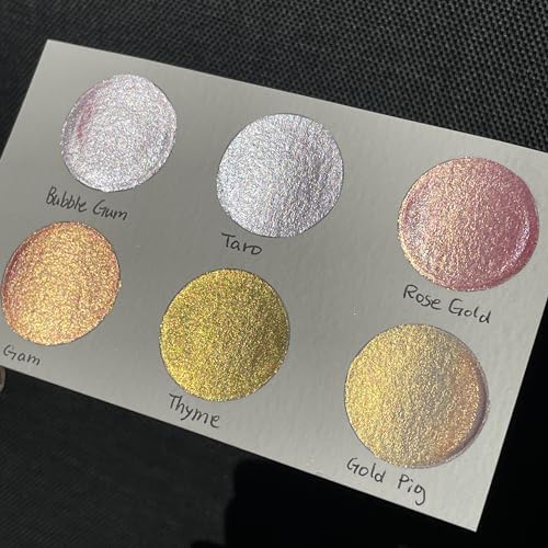 IUILE Handmade Watercolor Paints - Pink Gold Half Pan Set (6 colors) - color: Pink Gold