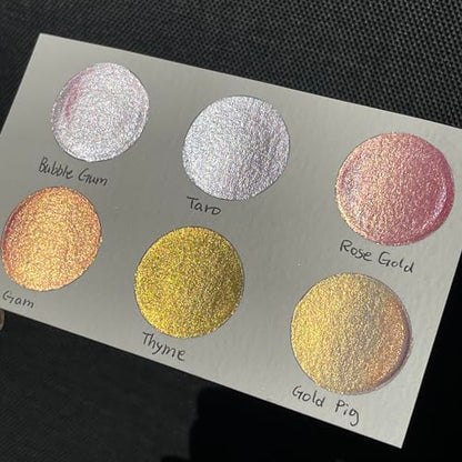 IUILE Handmade Watercolor Paints - Pink Gold Half Pan Set (6 colors) - color: Pink Gold