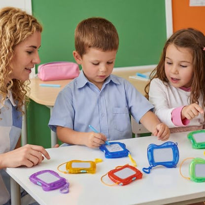 Fuyoooo 24 Set End of The Year Gifts for Kids Classroom Bulk Mini Magnetic Drawing Board Backpack Keychain Clip Erasable Doodle Writing Pad with Tag Ribbon for Birthday Sunday School Graduation Gifts